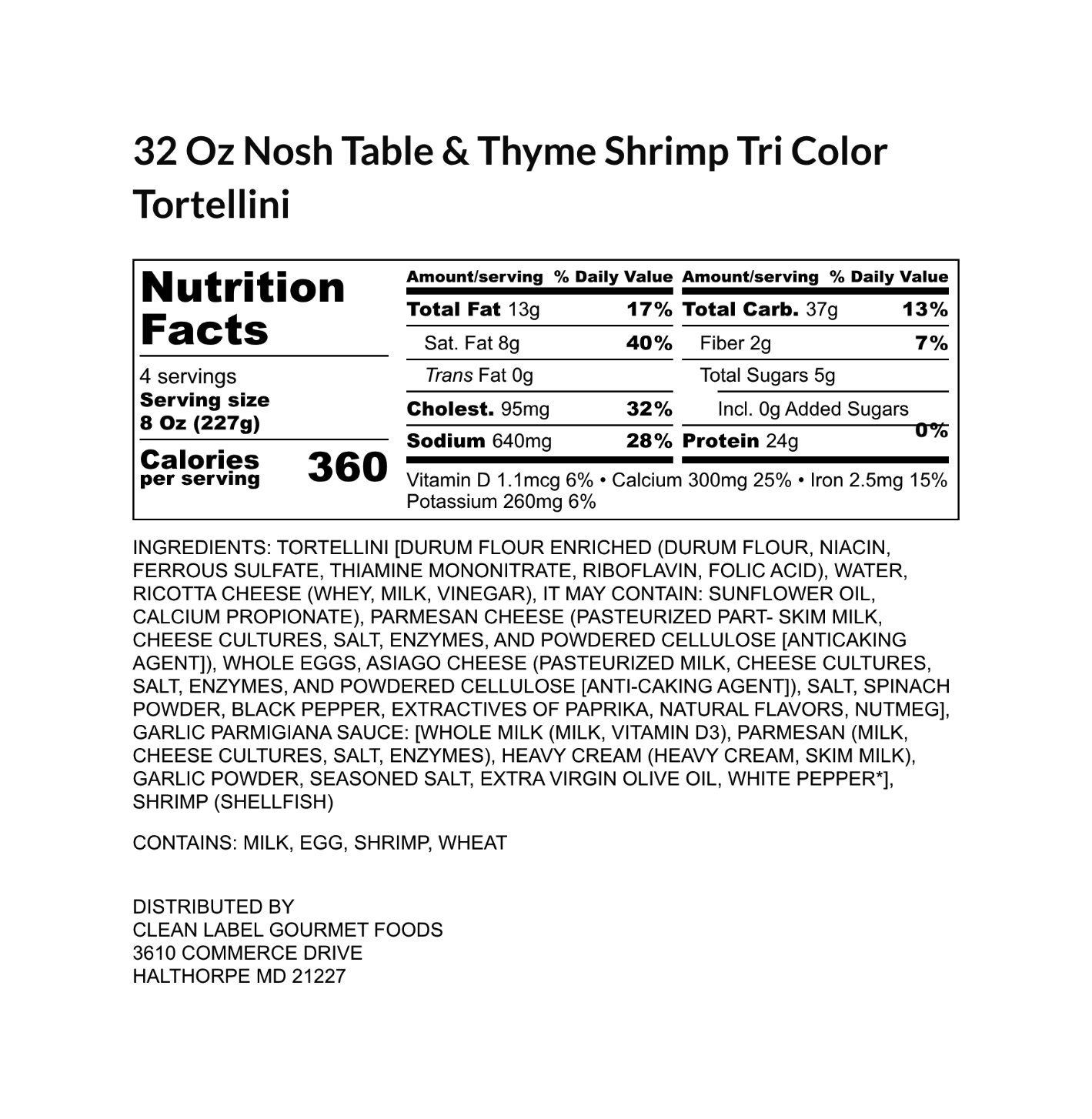 Shrimp Tri Color Three Cheese Tortellini & Garlic Parm Sauce