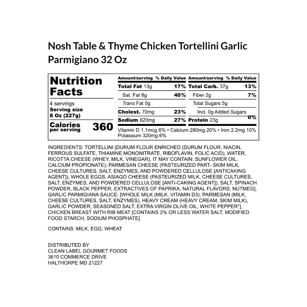 Chicken Cheese Tortellini & Garlic Parm Sauce