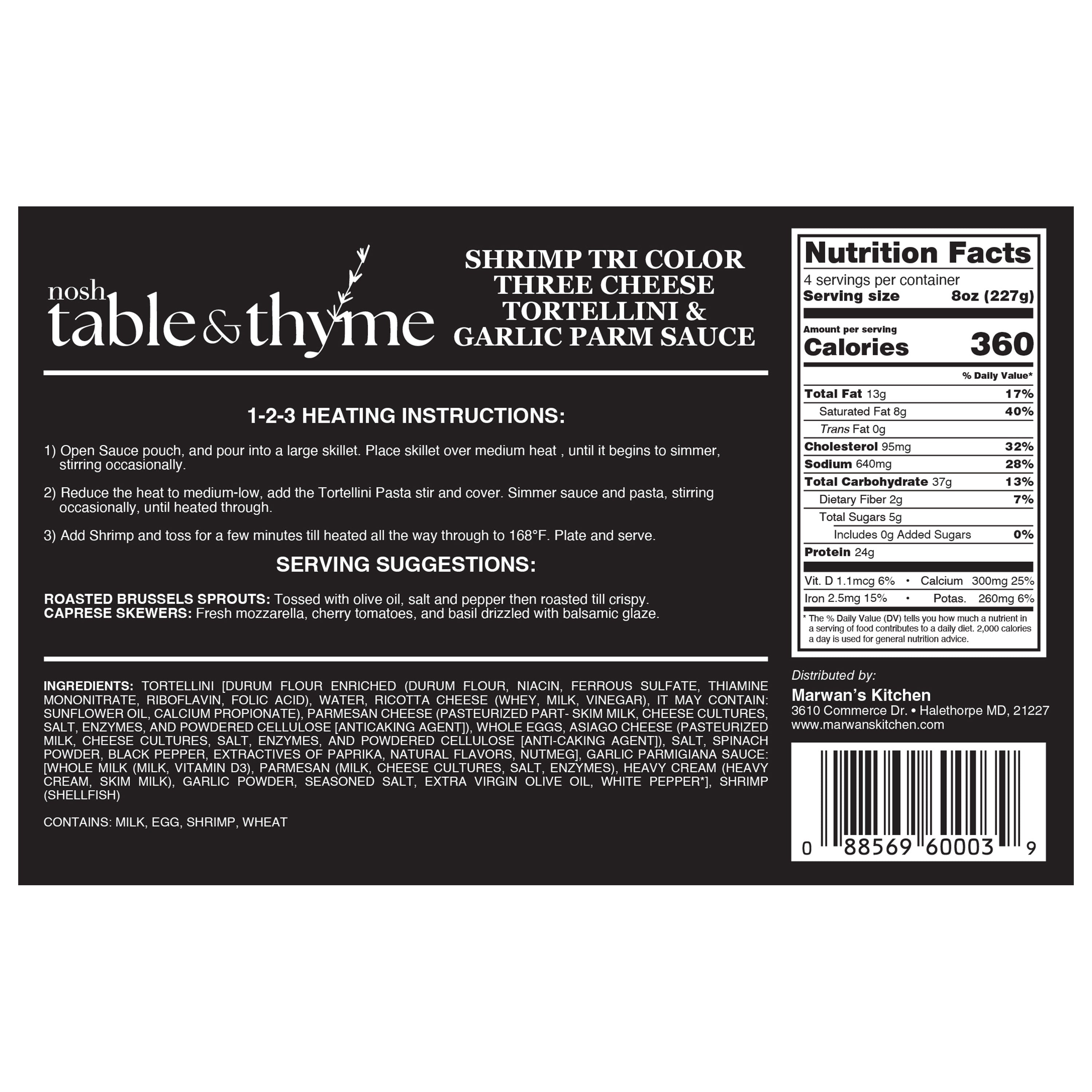 Shrimp Tri Color Three Cheese Tortellini & Garlic Parm Sauce