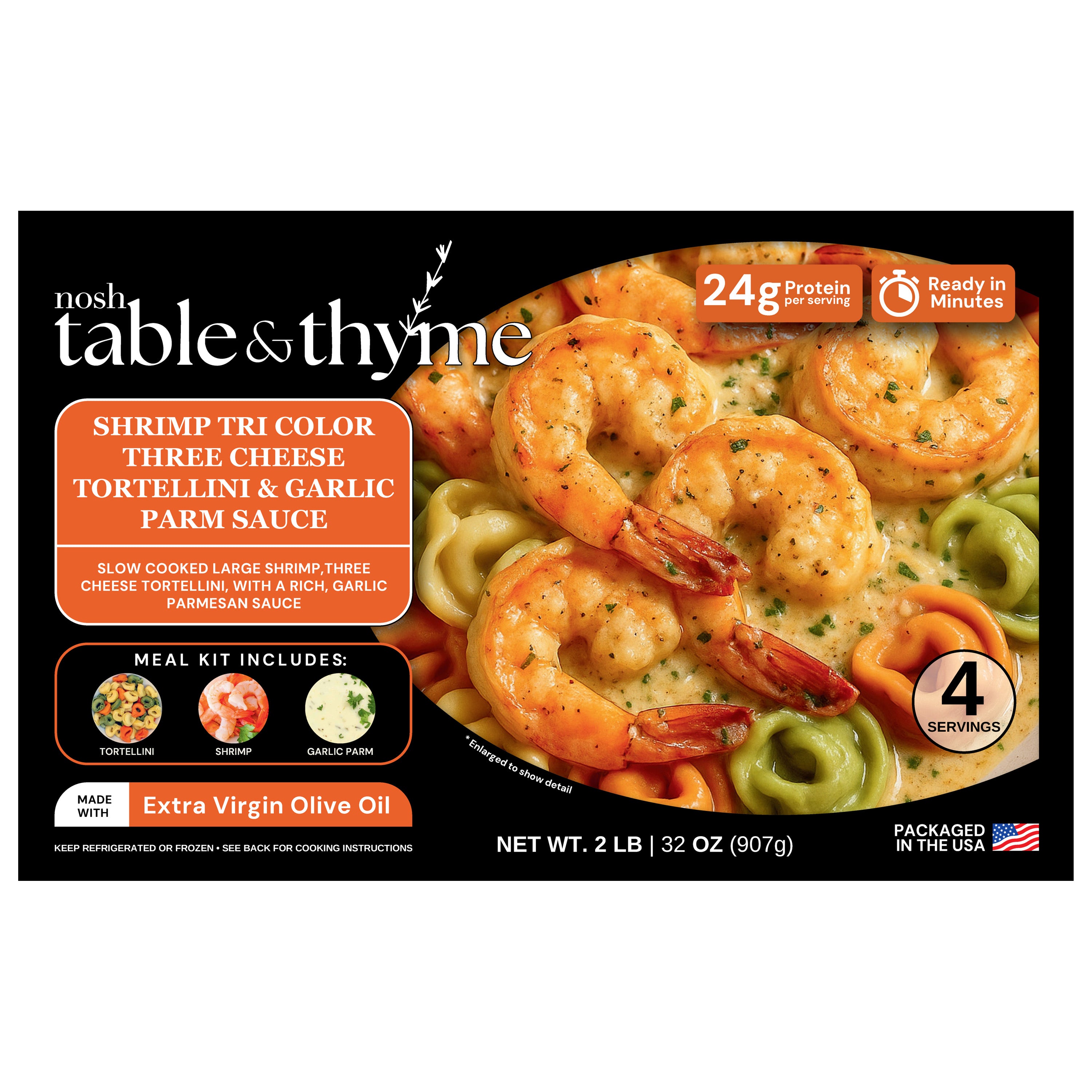 Shrimp Tri Color Three Cheese Tortellini & Garlic Parm Sauce