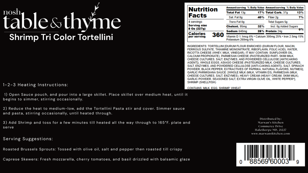 Shrimp Tri Color Three Cheese Tortellini & Garlic Parm Sauce